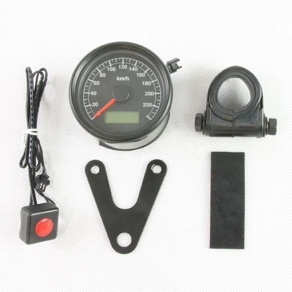 バイク用 機械式 240km/h 60mm 60ミリ LEDスピードメーター ブラック