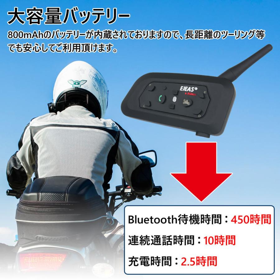 Bluetooth3.0対応 インカム 最大1200m 6台同時通話可能 【V6/1台】日本
