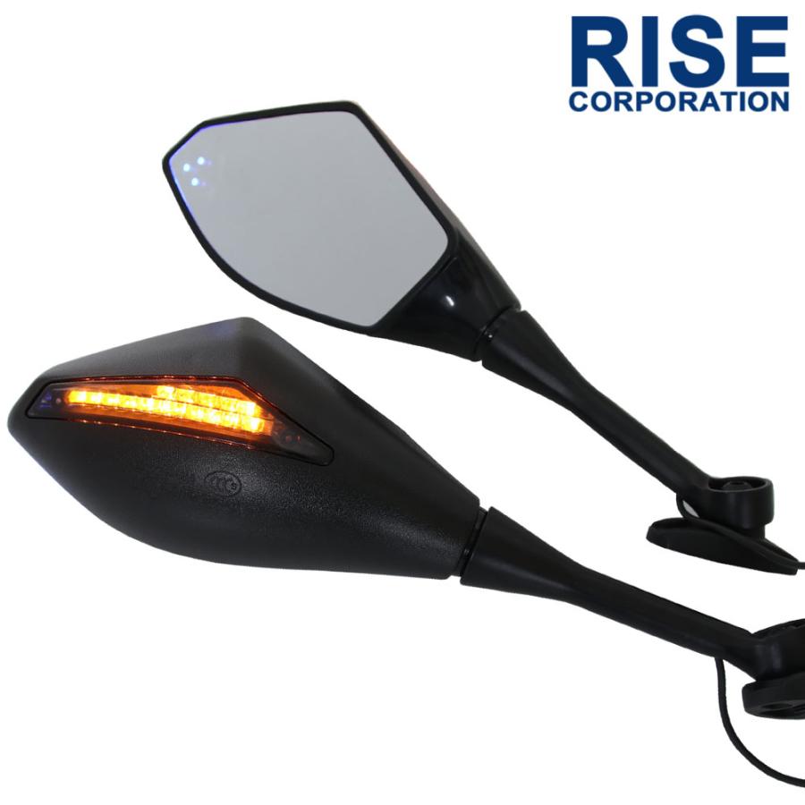 LED ウインカー内蔵 カウル ミラー 汎用 左右セット ポリゴン スクエア