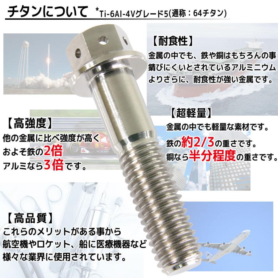 M8×25 P1.25 チタンボルト ブレーキディスクボルト 5本セット 8mm 25mm ピッチ1.25 ヤマハ FZ8 XJ6D ディバージョン YBR250 YZF-R3 軽量化 レストア カスタム｜rise-directshop｜03