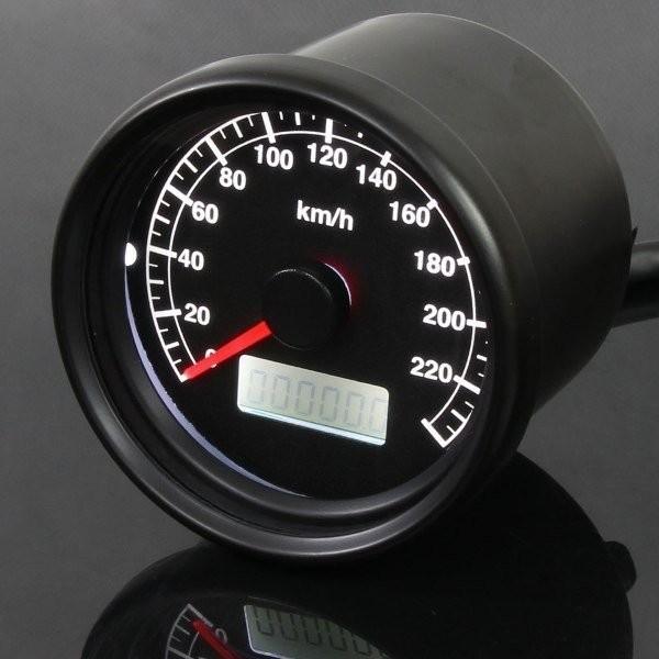 バイク用 機械式 240km/h 60mm LEDスピードメーター ブラックボディ