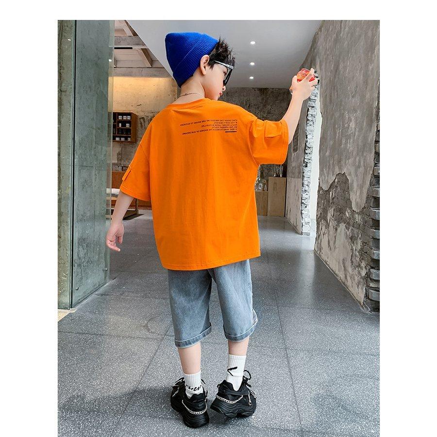 子供服 セットアップ 男の子 キッズ 半袖 綿 春夏2点セット 韓国ジュニアtシャツ 七分丈 ジーパンズボン カジュアル 可愛い おしゃれ 通学新作 正規通販