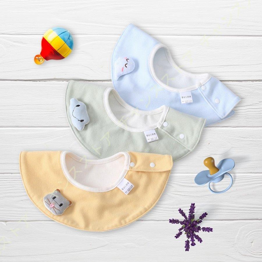 スタイ 3枚セット おしゃれ 男の子 女の子 よだれかけ 防水 前掛け まるいスタイ 消費税無し 360度 コットン 可愛い キッズ かわいい 綿100 ベビー ビブ 赤ちゃん 子供