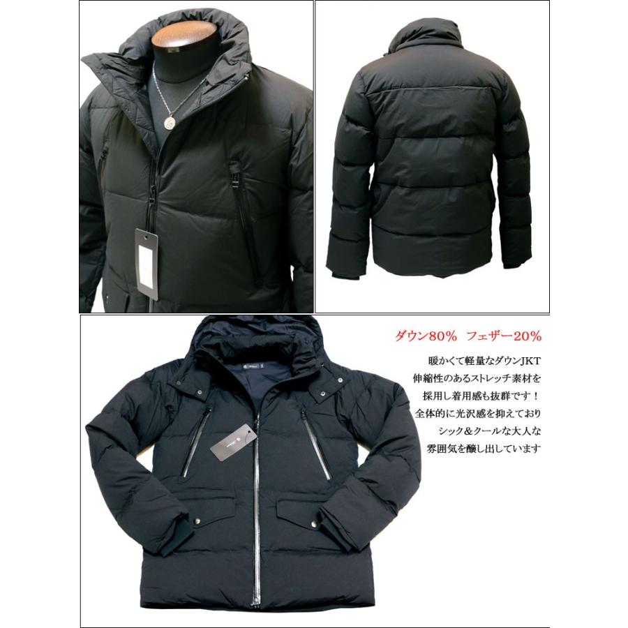 ダウン＆フェザー 脱着フード ダウンジャケット ブラック Audience