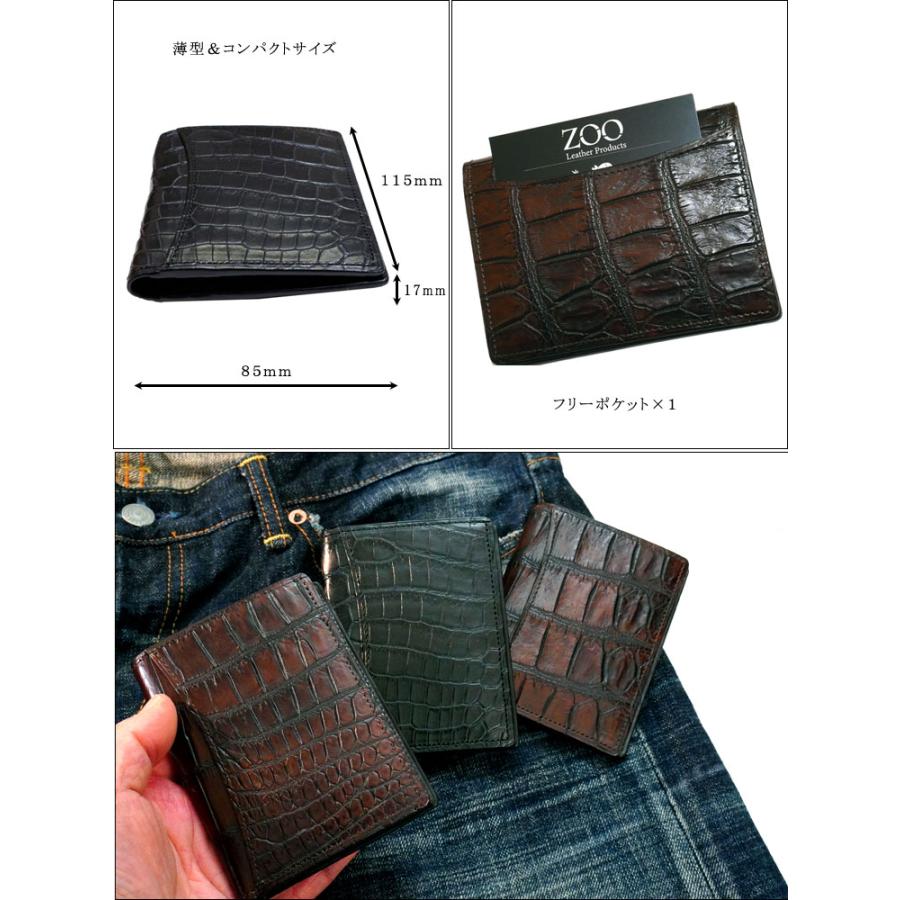 three2four pocket クロコ Zoo正規取扱店】クロコダイル革 ミニ財布 LARK Wallet ZMW-021