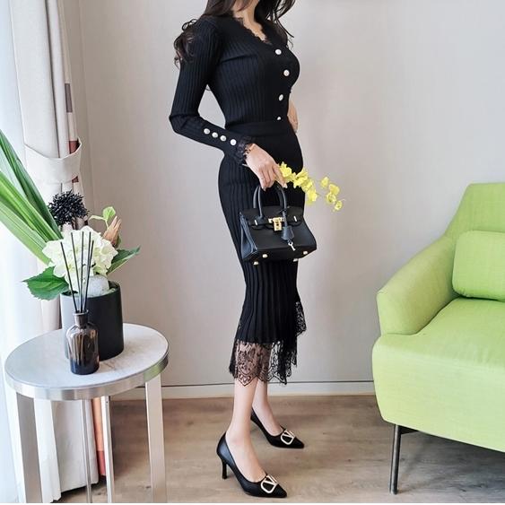 No 581 韓国ワンピース きれいめワンピース 大人可愛いワンピース ニットワンピース タイトワンピース マーメイドワンピース セットアップワンピース W581 Ti Da 通販 Yahoo ショッピング