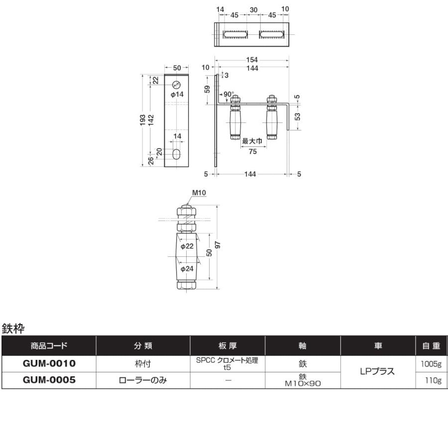 ヨコヅナ ガイドローラー 鉄枠 耐ナイロン - GUM-0010｜rise361｜02