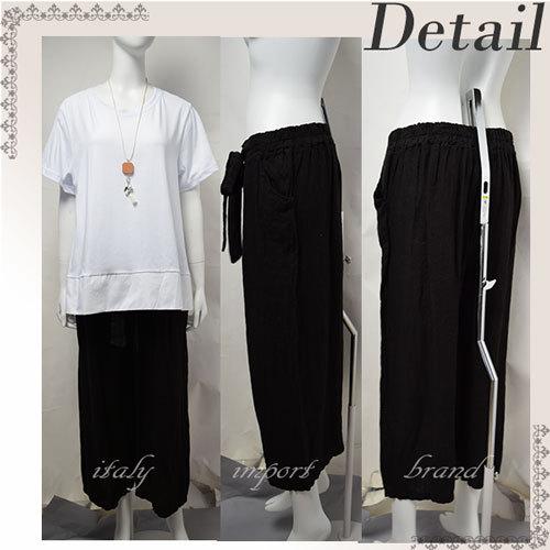 SALE イタリア製 リネン 麻 パンツ（ブラック） : セレクトショップ  