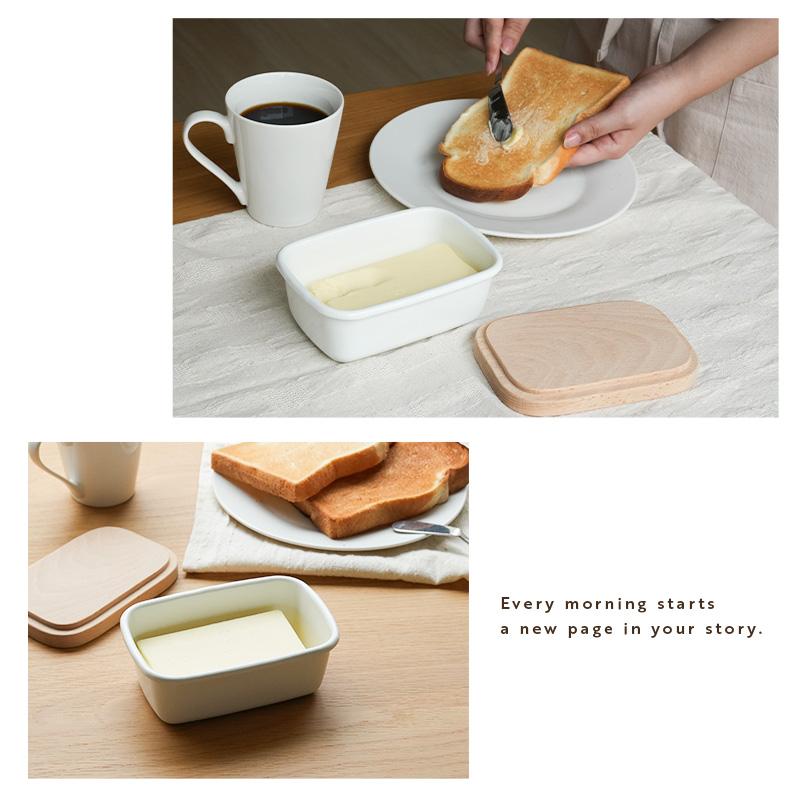 クーポンでさらにお得！】ホーロー容器 バターケース ホーロー 陶器