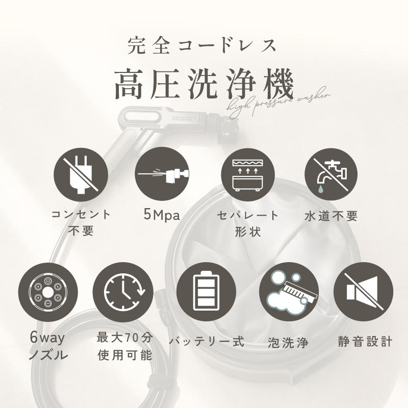 爆買クーポン】高圧洗浄機 コードレス 充電式 コンパクト収納