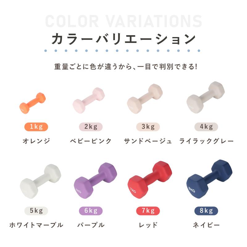 ダンベル セット 1kg 2個セット 3kg 鉄アレイ カラーダンベル 筋トレ 