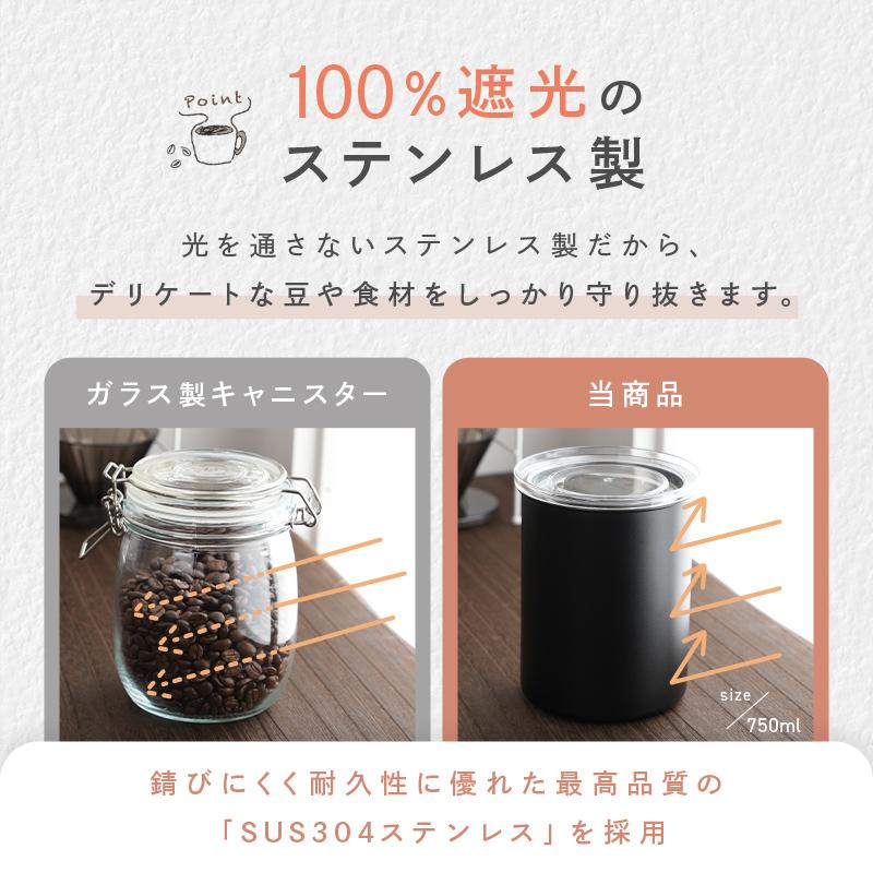 2点選んで5％クーポン】新商品 コーヒーキャニスター 密閉 750ml 200g