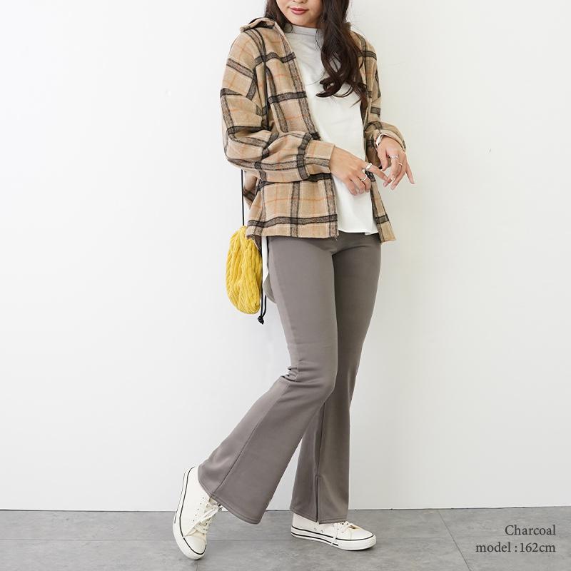 フレアパンツ レディース 黒 美脚 パンツ きれいめ ウエストゴム