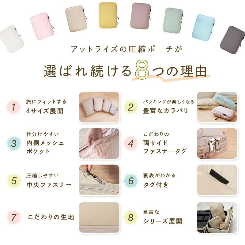 圧縮 トラベルポーチ Sサイズ 4サイズ くすみカラー バイカラー