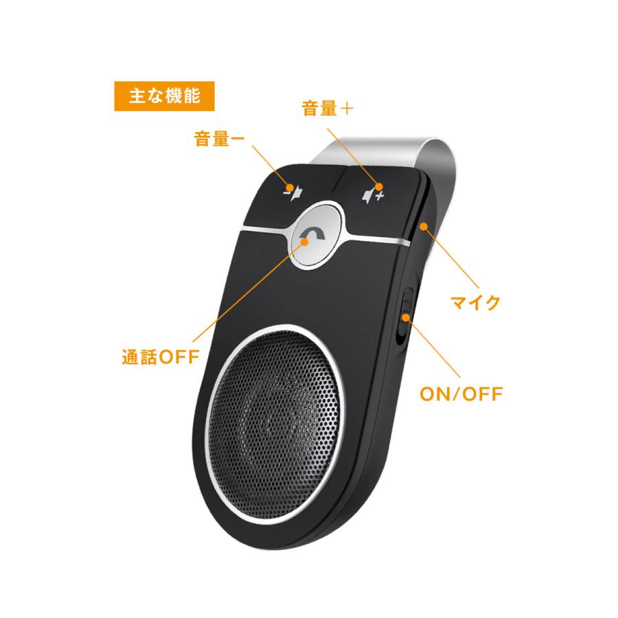 車載用 自動車用 ハンズフリー 通話 スピーカー フォン スマホ bluetooth 5.0 FMトランスミッター 音楽 再生 アットライズ atrise｜risecreation｜06