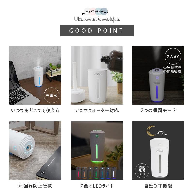 加湿器 おしゃれ 超音波式 大容量 卓上 車載 Usb 充電式 コードレス 乾燥 Led ライト デスク 通販ショップ ライズ 通販 Paypayモール