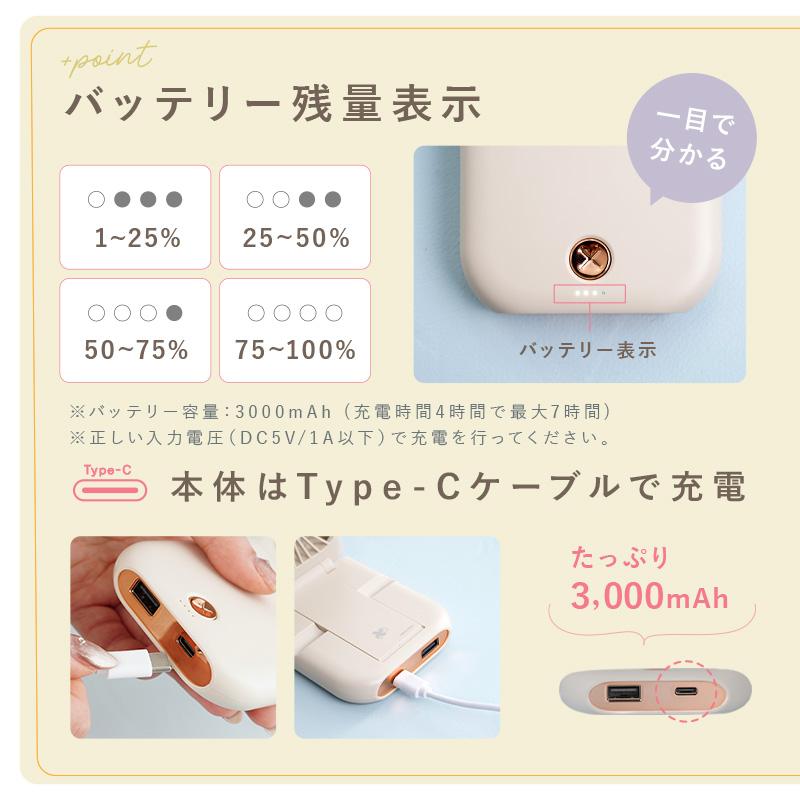 2点選んで5％クーポン】TVで紹介♪ハンディファン 5色 4WAY くすみ