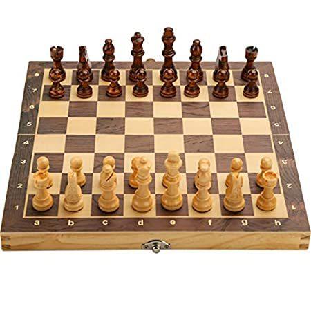安い Chess Wooden 38cm Set 並行輸入品 M StorageFoldable for Interior Board Game Felted with ボードゲーム