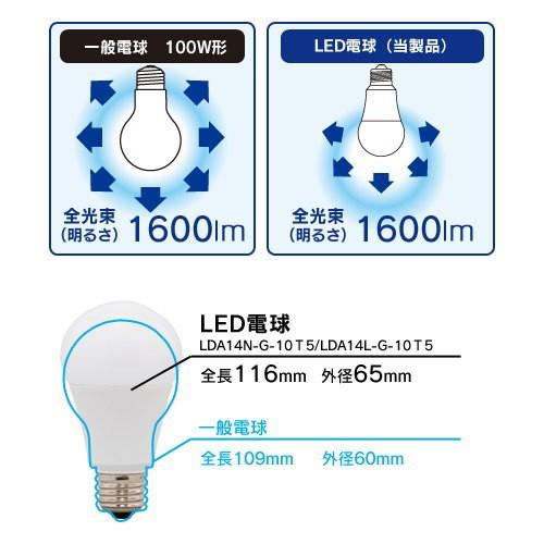 アイリスオーヤマ LDA14N-G-10T52P LED電球 一般電球形 100W相当 昼白色相当 広配光 2個パック LDA14NG10T52P｜riserun｜03