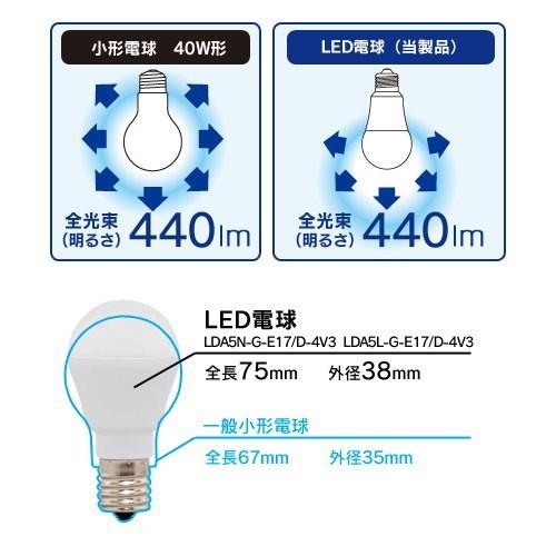 IRIS OHYAMA（アイリスオーヤマ） LDA5N-G-E17/D-4V3 LED電球 小形電球