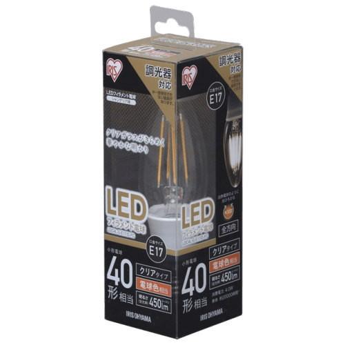 アイリスオーヤマ LDC4L-G-E17/D-FC LED電球 フィラメント球 シャンデリア球形 40W相当 クリア 電球色相当 調光器対応 LDC4LGE17DFC | IRIS OHYAMA | 01