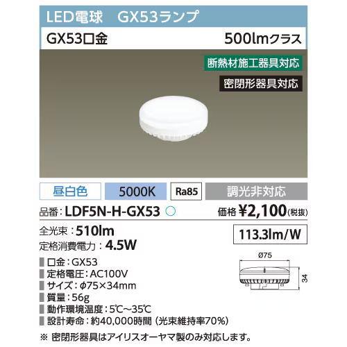 IRIS OHYAMA（アイリスオーヤマ） LED電球 フラット形 LDF5N-H-GX53