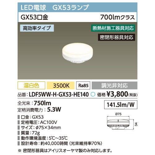 IRIS OHYAMA（アイリスオーヤマ） LED電球 フラット形 LDF5WW-H-GX53