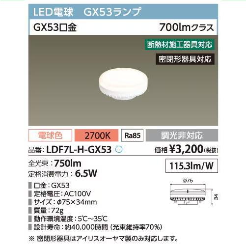 IRIS OHYAMA（アイリスオーヤマ） LED電球 フラット形 LDF7L-H-GX53