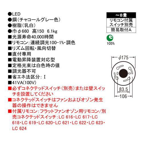 オーデリック シーリングファン OL291275BR FLATFAN フラットファン チャコールグレー 8畳 調光 調色 リモコン オゾン発生器｜riserun｜03