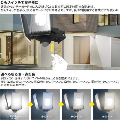 ムサシ LED-AC2050 LED センサーライト 12.5Wx2灯 コンセント式 ムサシ LED-AC2050 LED センサーライト 12.5Wx2灯 コンセント式
