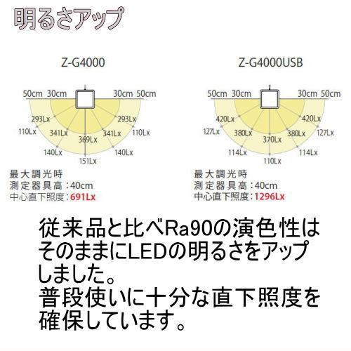 山田照明 スタンドライト Z-G4000USB B ブラック 光色：白色 USB付