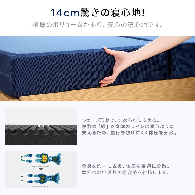 極厚マットレス ダブル 14cm スリープマジック 高反発 腰痛 三つ折り 折りたたみ 高反発マットレス ライズ RISE マットレス ライズ東京 | ライズ東京 | 06