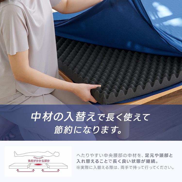 マットレス 兼用 敷布団 シングル ゼログラビティ 6.0 高反発マットレス 三つ折り 軽量 高反発 ライズ東京 折りたたみ RISE たまご型 | ライズ東京 | 03