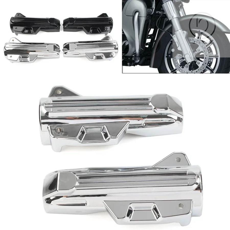 並行輸入品】ブラック/クロームのオートバイロアフォークカバー