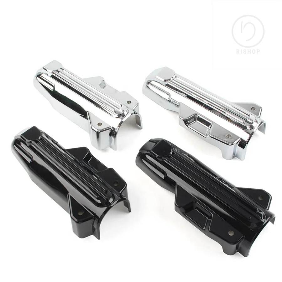 並行輸入品】ブラック/クロームのオートバイロアフォークカバー