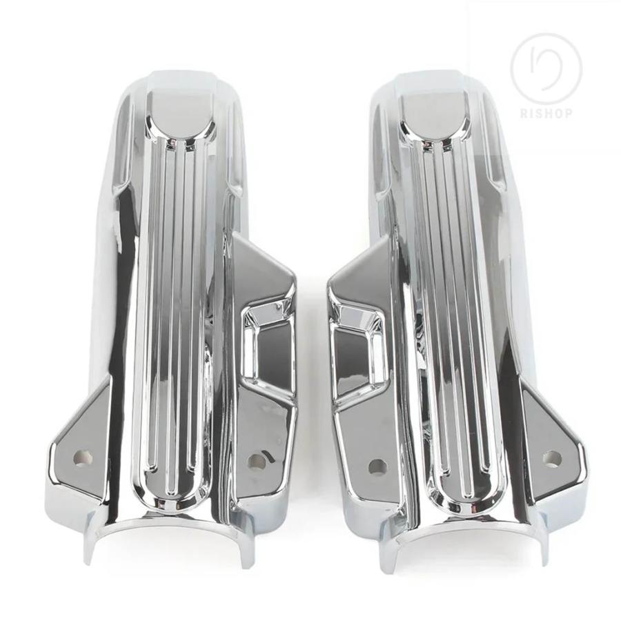 並行輸入品】ブラック/クロームのオートバイロアフォークカバー