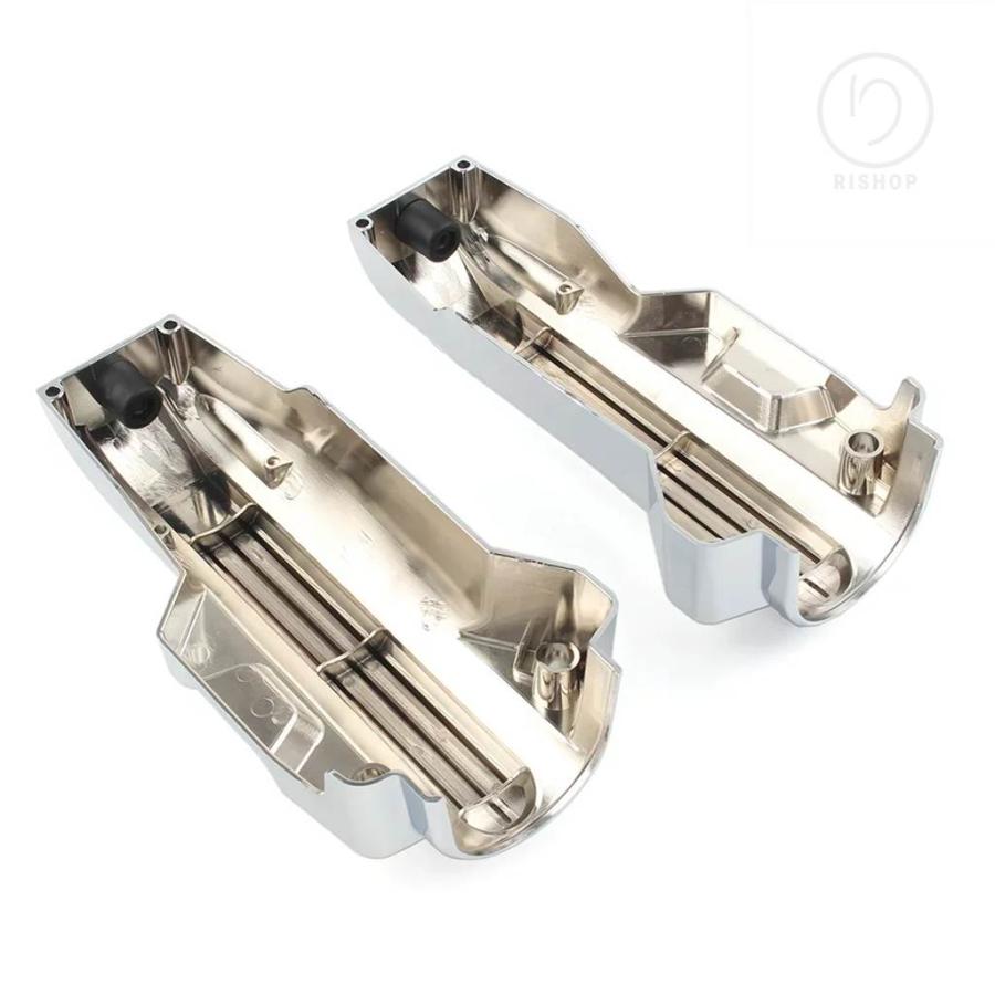 並行輸入品】ブラック/クロームのオートバイロアフォークカバー