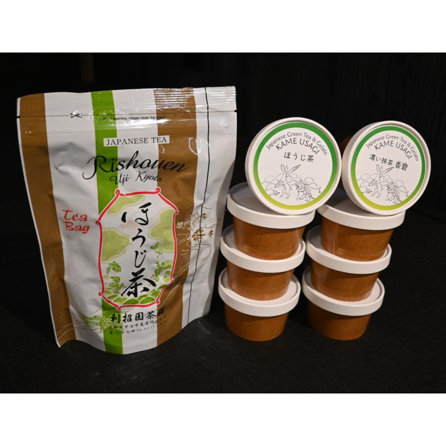 かめうさぎ謹製 定番ジェラート8個+ほうじ茶ティーバッグセット | 