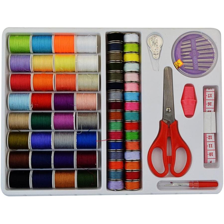糸　常備糸　手縫い糸 ミシン縫い糸　裁縫道具セット　手芸　簡易な収納箱付き　64個セット