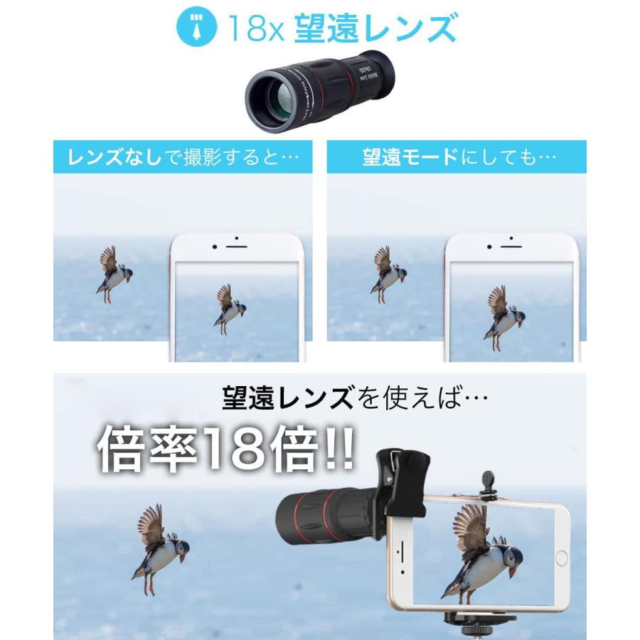 18X固定望遠レンズ付きスマホレンズ4点セット ワイヤレス 18X固定望遠レンズ付きスマホレンズ4点セット ワイヤレス