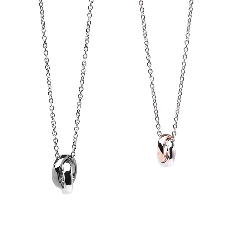 ライオンハート ジ・エッジ ダブルリング ペアネックレス ブラック&ピンク シルバー925 1NE236B1MX  LION HEART  ペンダントの画像