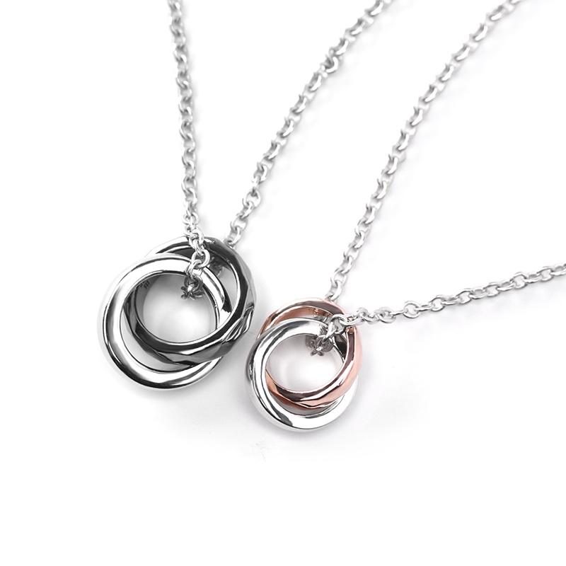 ライオンハート ジ・エッジ ダブルリング ペアネックレス ブラック&ピンク シルバー925 1NE236B1MX  LION HEART  ペンダントの画像