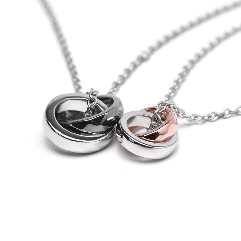 ライオンハート ジ・エッジ ダブルリング ペアネックレス ブラック&ピンク シルバー925 1NE236B1MX  LION HEART  ペンダントの画像