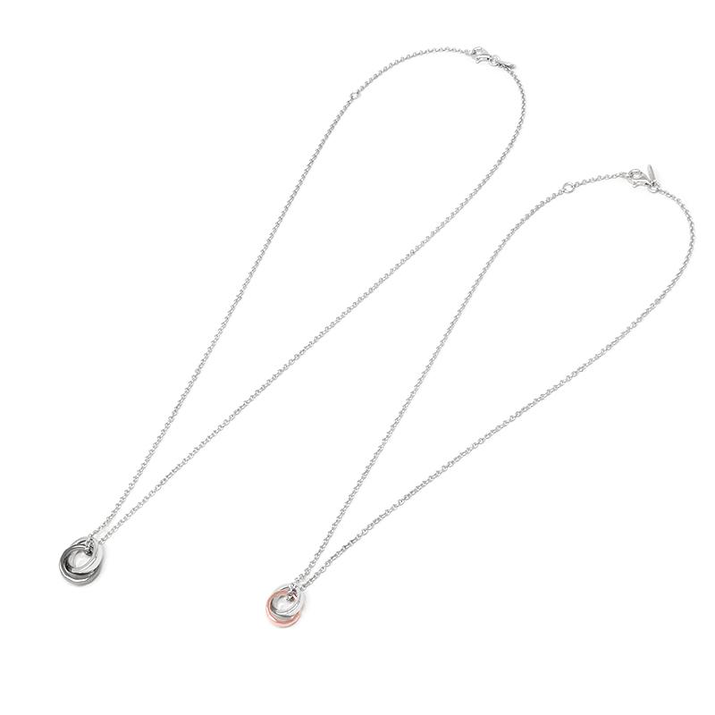 ライオンハート ジ・エッジ ダブルリング ペアネックレス ブラック&ピンク シルバー925 1NE236B1MX  LION HEART  ペンダントの画像