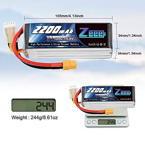 Zeee 14.8V 120C 2200mAh 4Sリポ電池XT60プラグRCグラフェン電池RCモデル用RCボートFPVドローンクアッドコプター飛行機RCカー (2パック) Zeee 8V 120C 2200mAh 4Sリポ電池XT60プラグRCグラフェン電池RCモデル用RCボートFPVドローンクアッドコプター飛行機RCカー 2パック 寸法