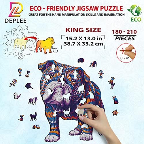 大人向けDEPLEE木製パズルブルドッグ木製ジグソーパズルユニークな形の木製動物パズル大人・家族・友達向けクリエイティブチャレンジ|215 PCS -15.25 x 13. 大人向けDEPLEE木製パズルブルドッグ木製ジグソーパズルユニークな形の木製動物パズル大人 家族 友達向けクリエイティブチャレンジ|215 PCS