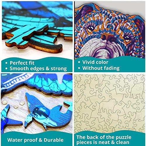 大人向けDEPLEE木製パズルブルドッグ木製ジグソーパズルユニークな形の木製動物パズル大人・家族・友達向けクリエイティブチャレンジ|215 PCS -15.25 x 13. 大人向けDEPLEE木製パズルブルドッグ木製ジグソーパズルユニークな形の木製動物パズル大人 家族 友達向けクリエイティブチャレンジ|215 PCS