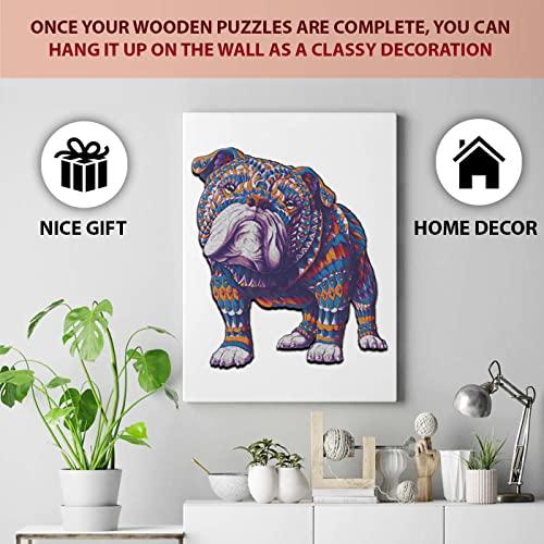 大人向けDEPLEE木製パズルブルドッグ木製ジグソーパズルユニークな形の木製動物パズル大人・家族・友達向けクリエイティブチャレンジ|215 PCS -15.25 x 13. 大人向けDEPLEE木製パズルブルドッグ木製ジグソーパズルユニークな形の木製動物パズル大人 家族 友達向けクリエイティブチャレンジ|215 PCS