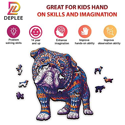 大人向けDEPLEE木製パズルブルドッグ木製ジグソーパズルユニークな形の木製動物パズル大人・家族・友達向けクリエイティブチャレンジ|215 PCS -15.25 x 13. 大人向けDEPLEE木製パズルブルドッグ木製ジグソーパズルユニークな形の木製動物パズル大人 家族 友達向けクリエイティブチャレンジ|215 PCS