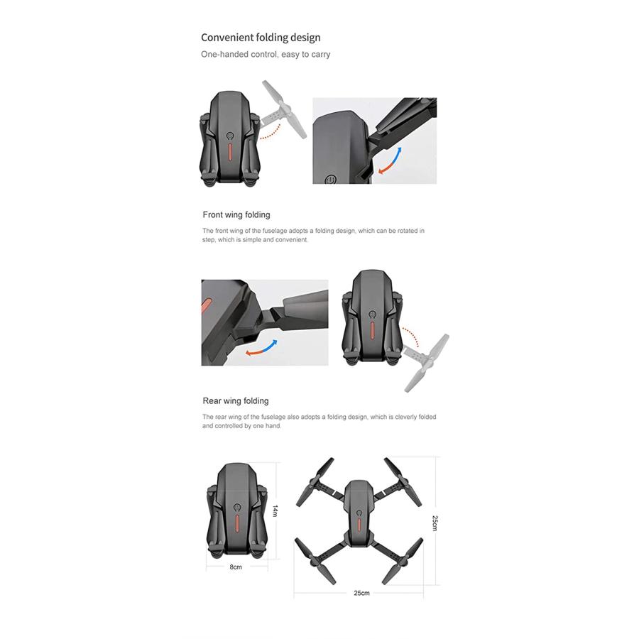 E88 Pro 4Kドローン大人・子供・初心者向けデュアルカメラ搭載、Wifi FPV折り畳み式ドローンビジュアルポジショニング、高さ保持RCクアッドコプター、オート Ultra E88 Pro 4Kドローン大人 子供 初心者向けデュアルカメラ搭載 Wifi FPV折り畳み式ドローンビジュアルポジショニング 高さ保持RCクアッドコプター